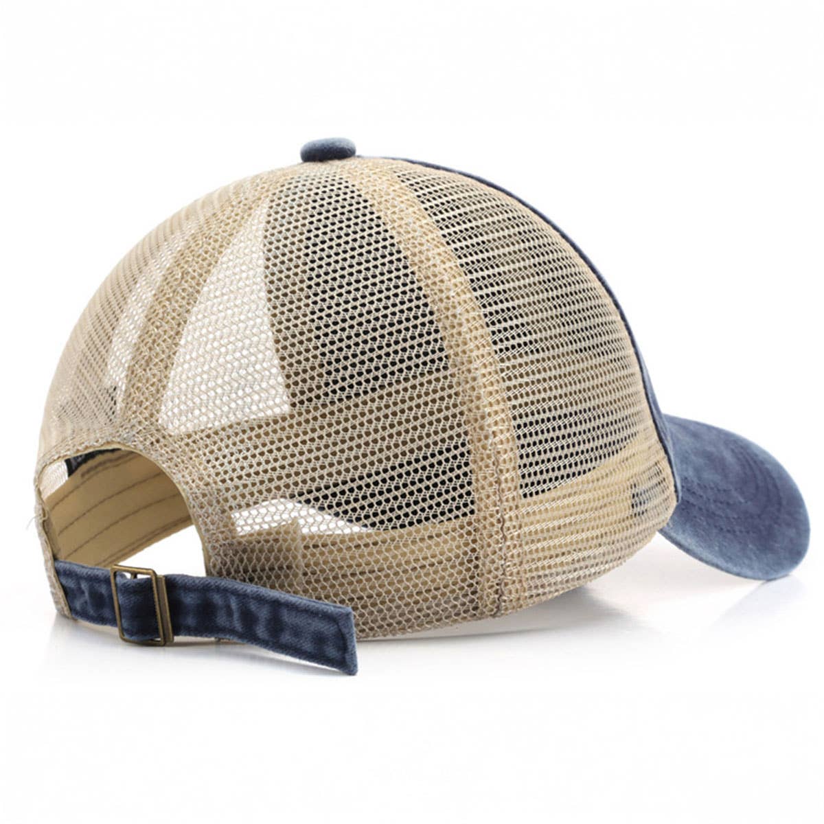 Washed Cotton Denim Mesh Cap Breathable Sun Hat_CWAH1281