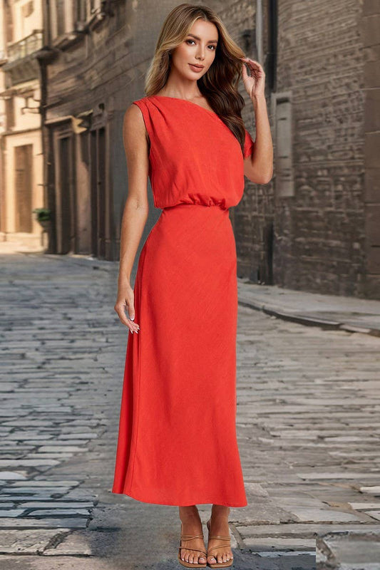 CWDMD6198_OFF SHOULDER CINCHED WAIST BODYCON DRESS