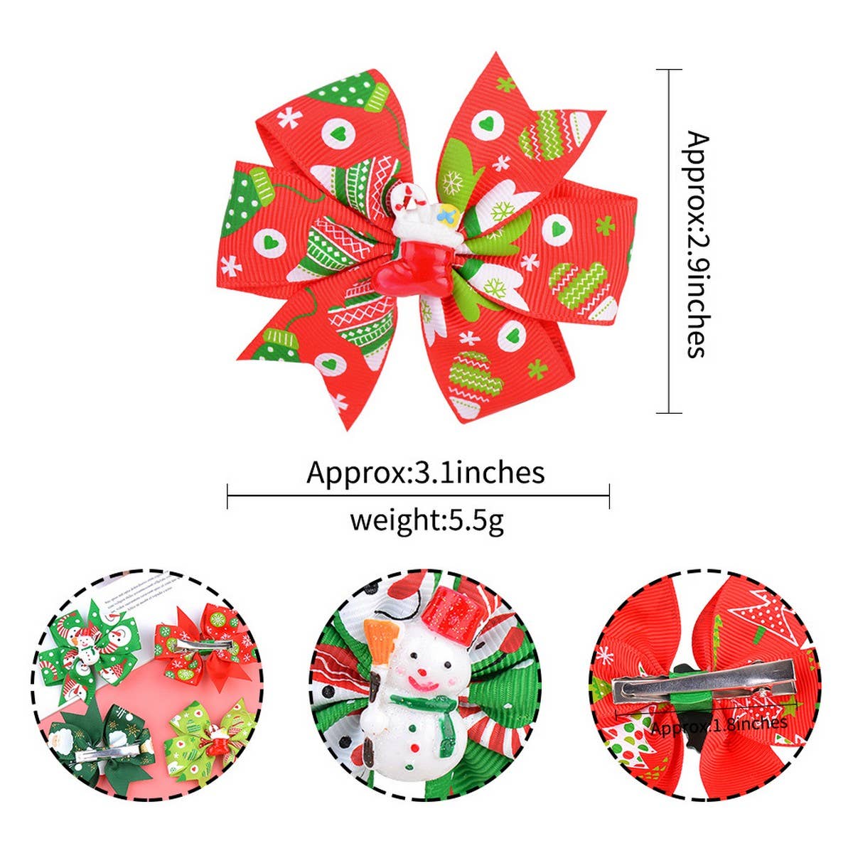 Baby Holiday Bow Hair Clip with Ribbon Tail_CWAHA6700