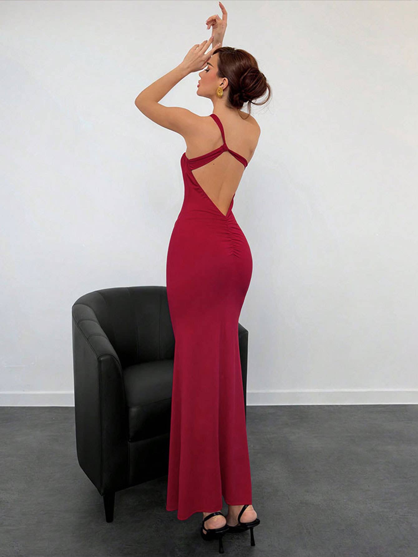 Women¡¯s Elegant Backless Red Evening Gown