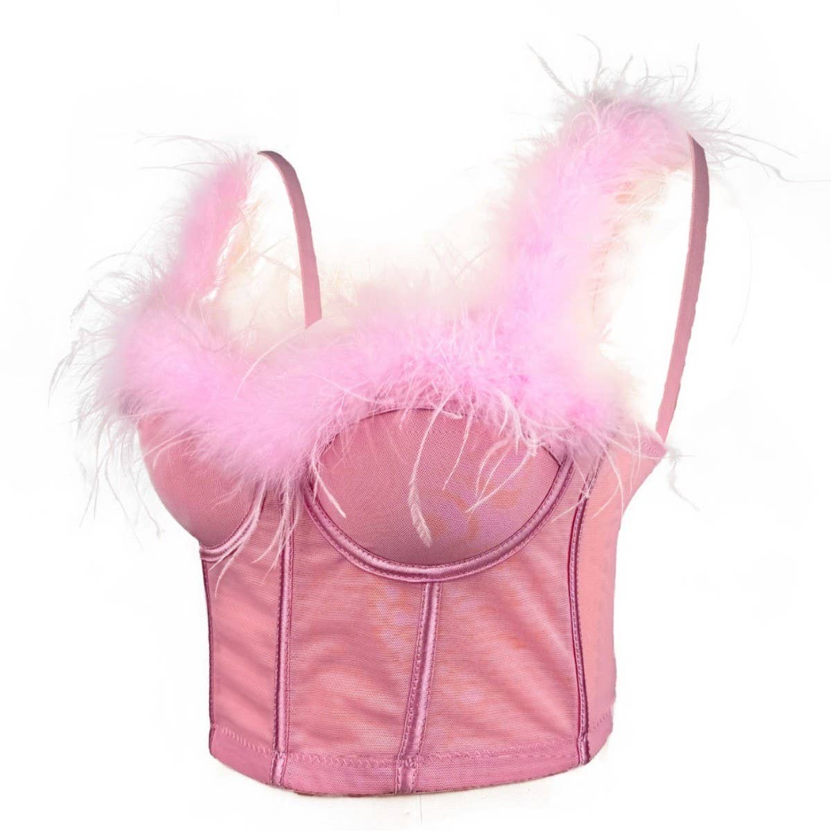 HIGH-END OSTRICH FEATHER FISHBONE TUBE TOP