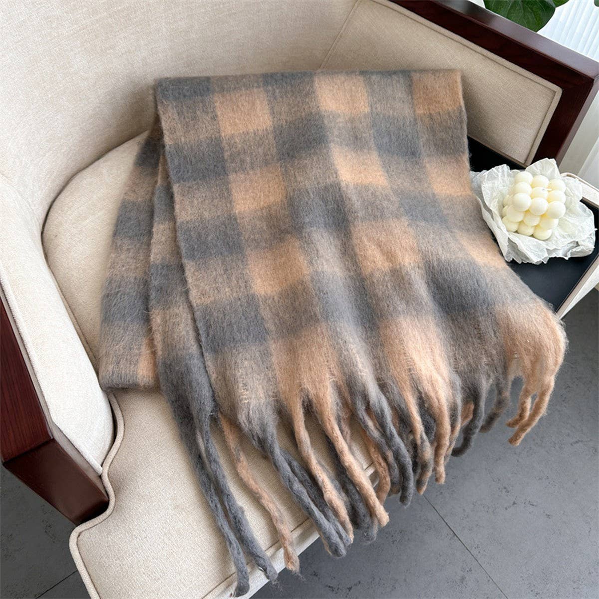 Plaid Winter Scarf Shawl - Thick Soft Unisex Wrap_CWASC0964