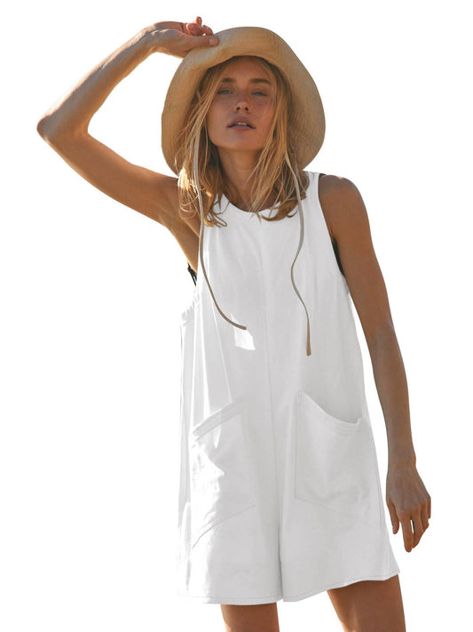 Loose casual sleeveless short tank jumpsuit