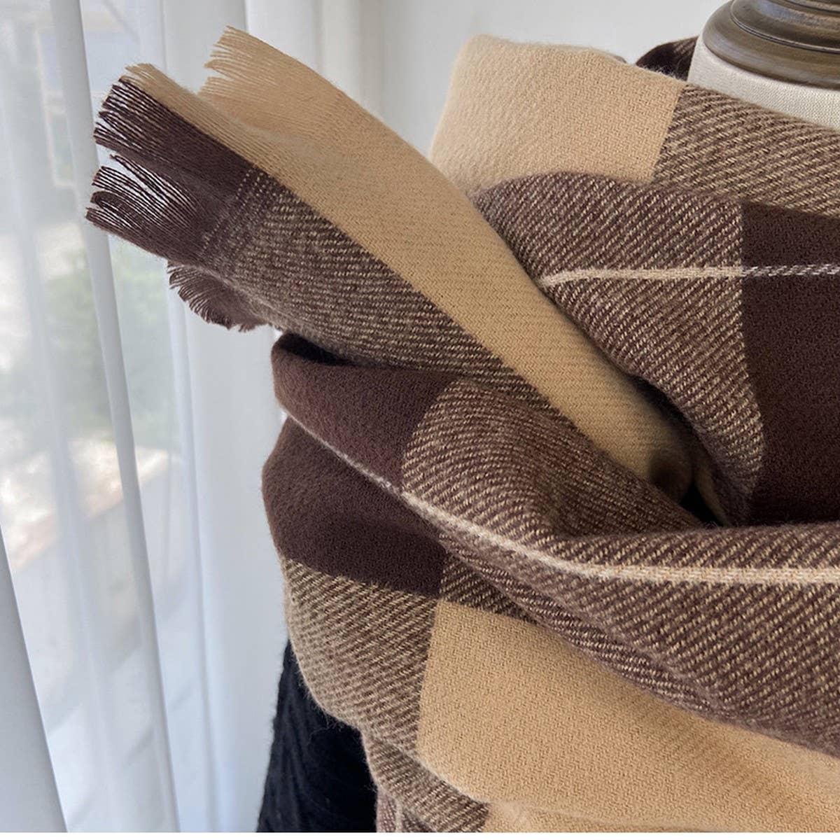 Vintage Plaid Scarf ? Long Faux Cashmere Wrap