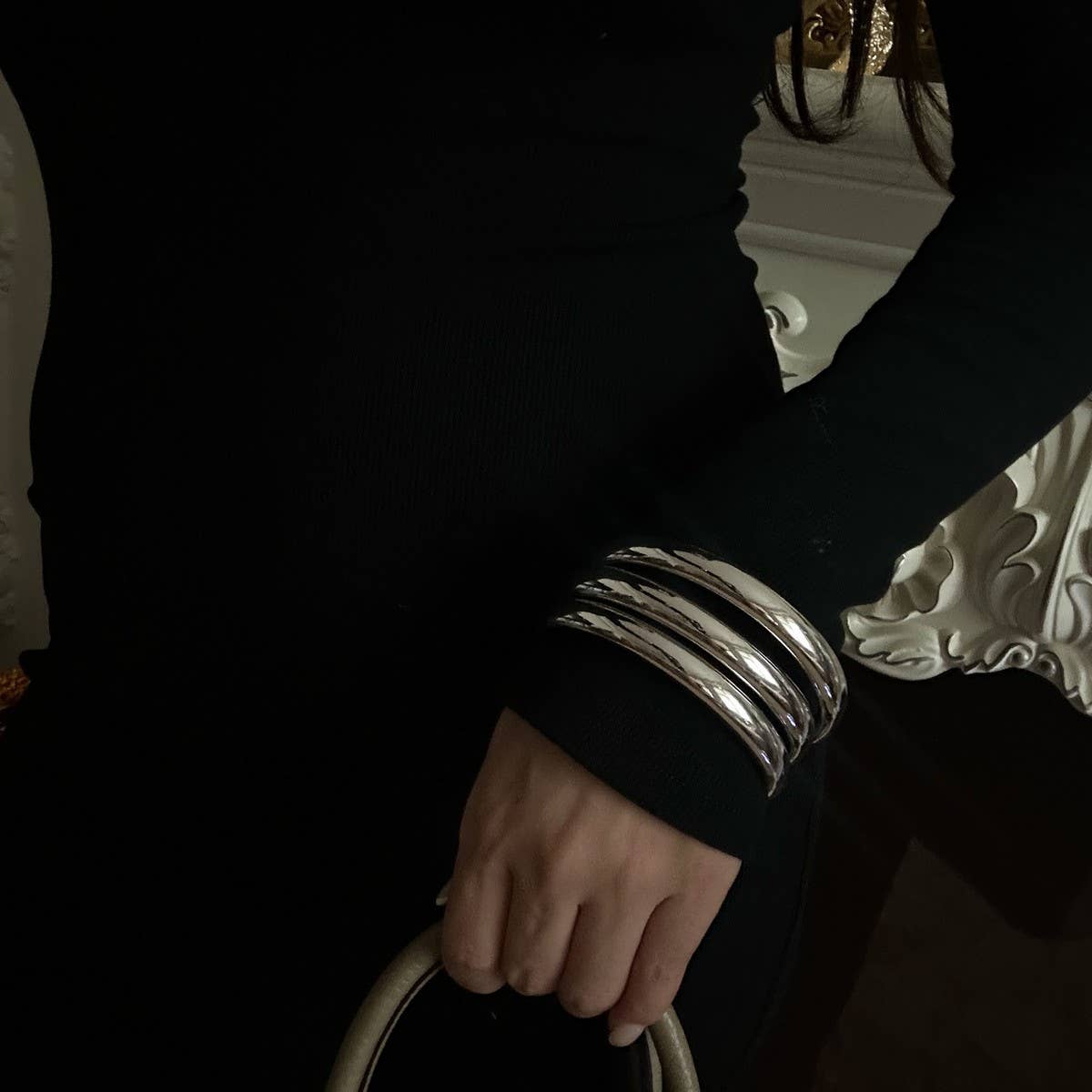 DESIGN GEOMETRIC SQUARE POLISHED RING BRACELET