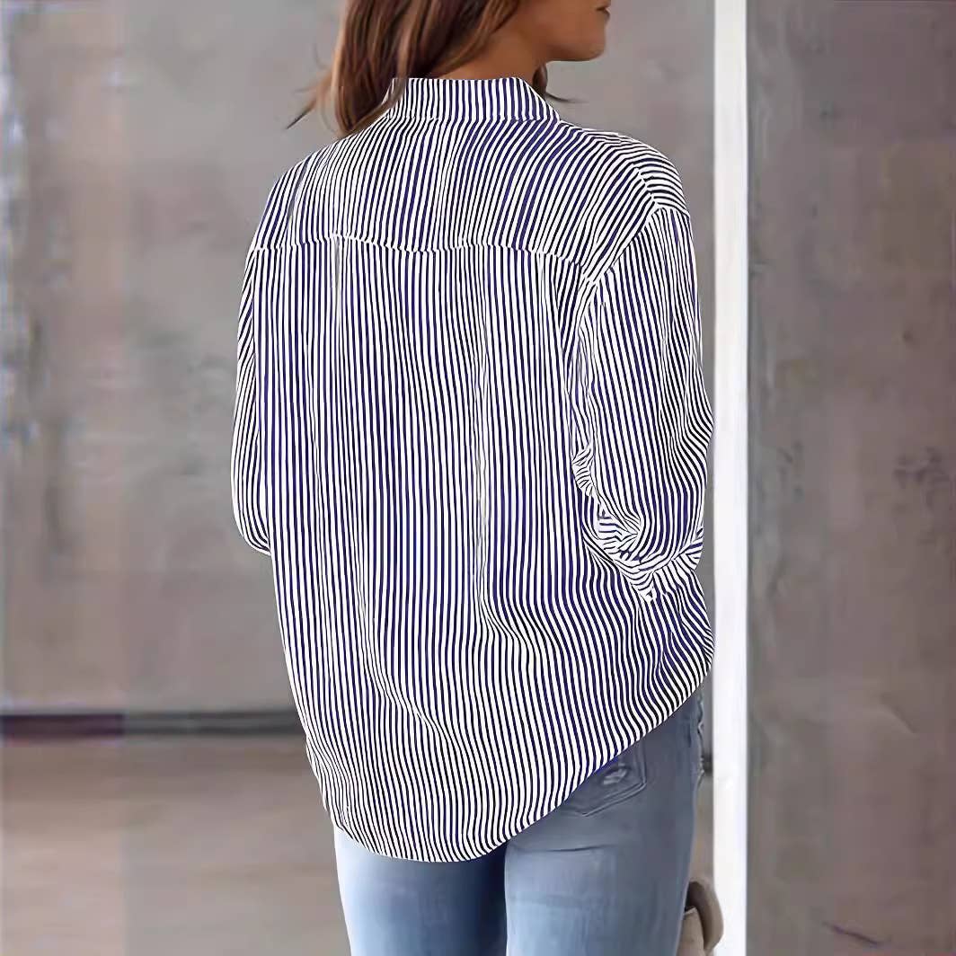STRIPED CARDIGAN TOP FASHION LONG-SLEEVED SHIRT