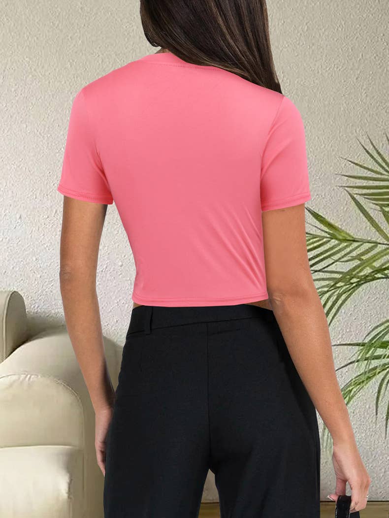 Knitted short-sleeved Casual, form-fitting,top