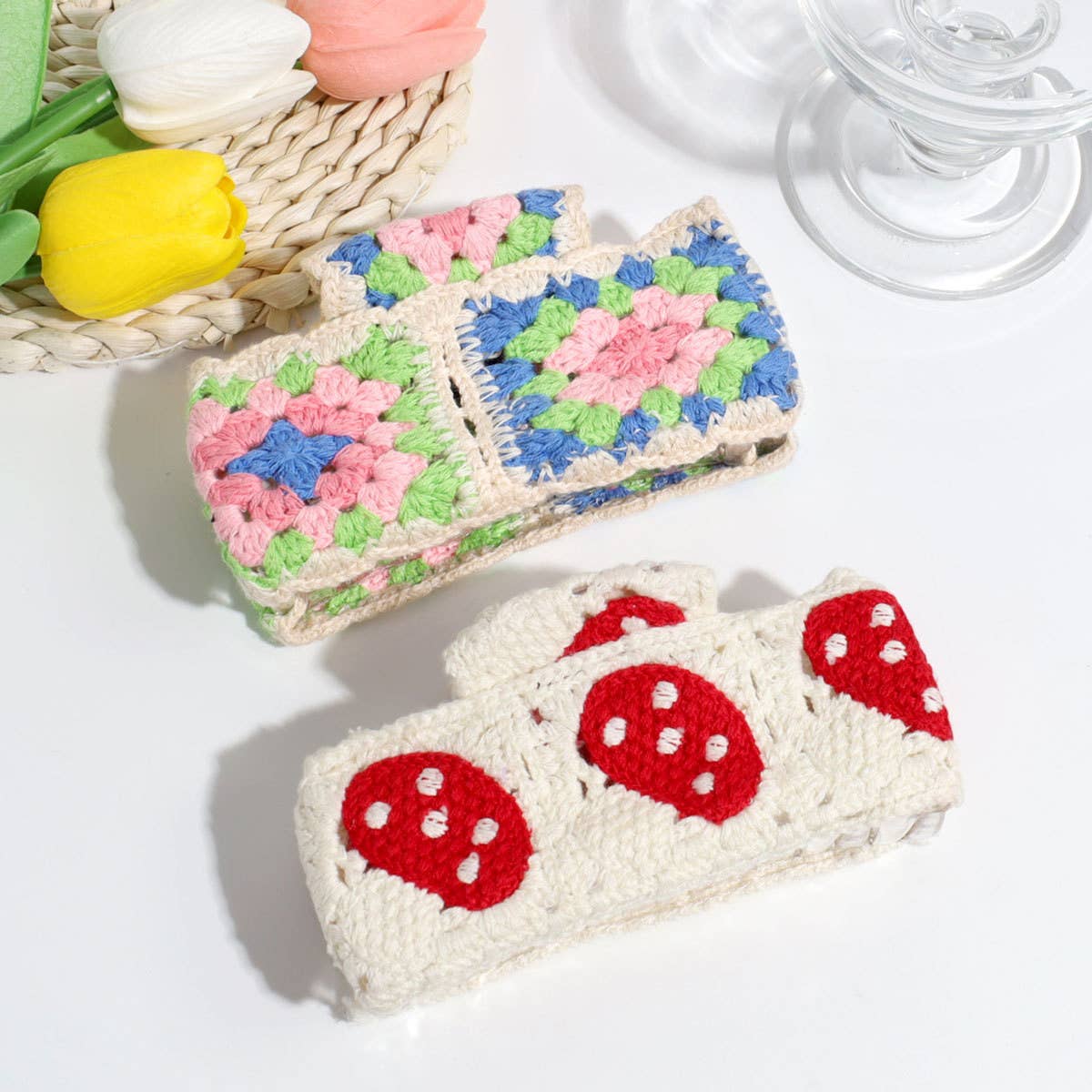 French Knit Hair Claw - 12cm Wide Colorful Clip