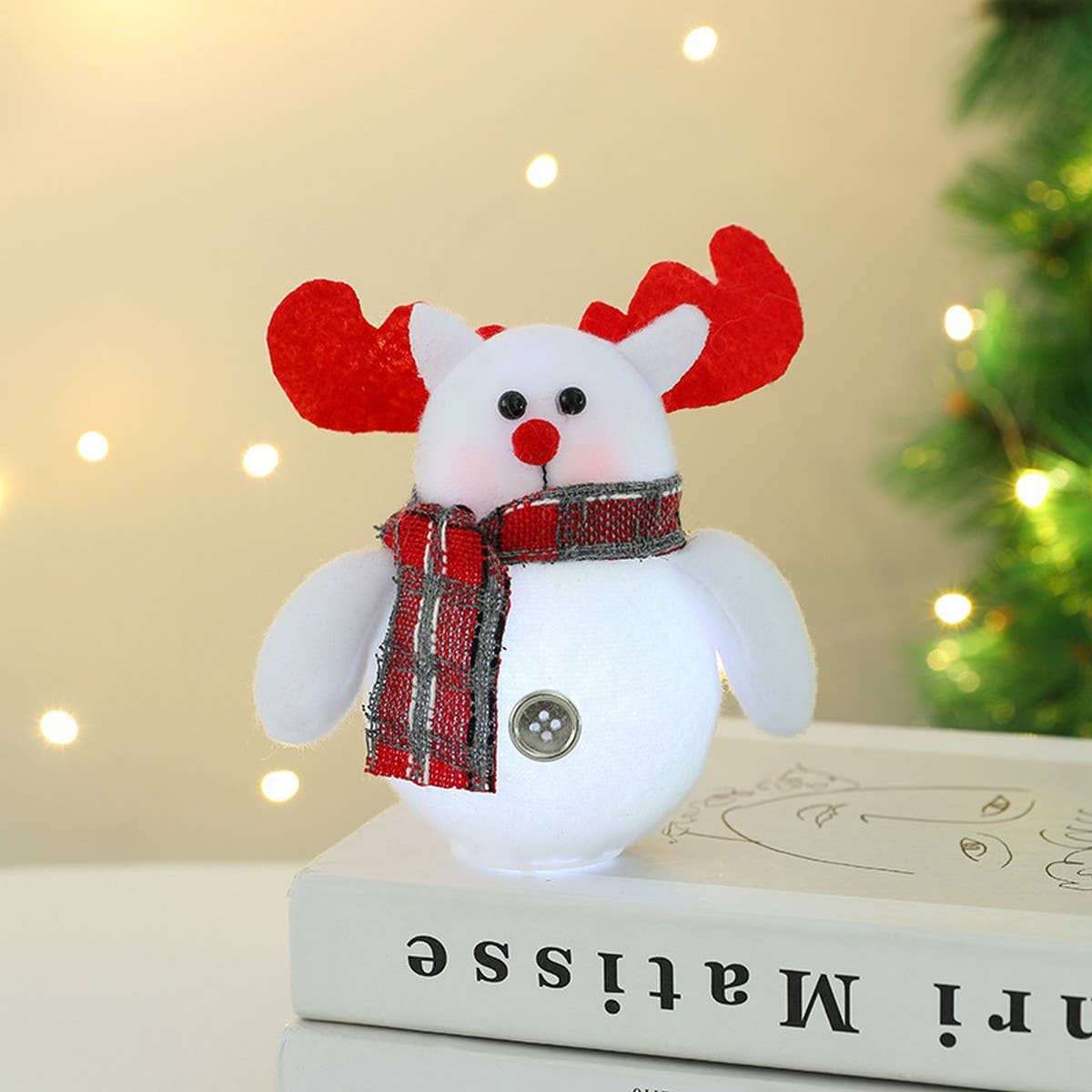 SANTA CLAUS DEER GLOWING DOLL DOLL ORNAMENT