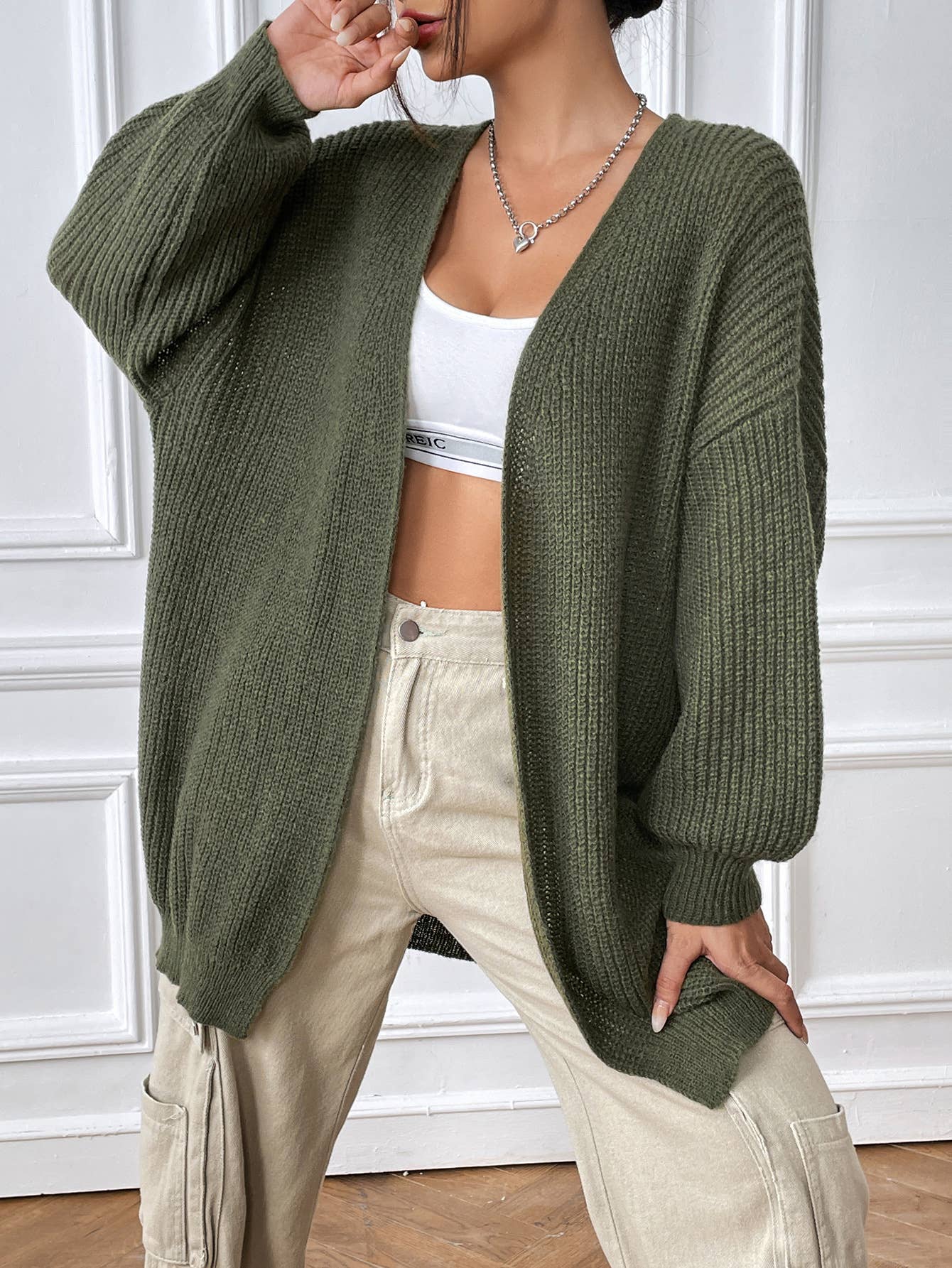 SIMPLE CASUAL CARDIGAN SOLID COLOR SWEATER COAT