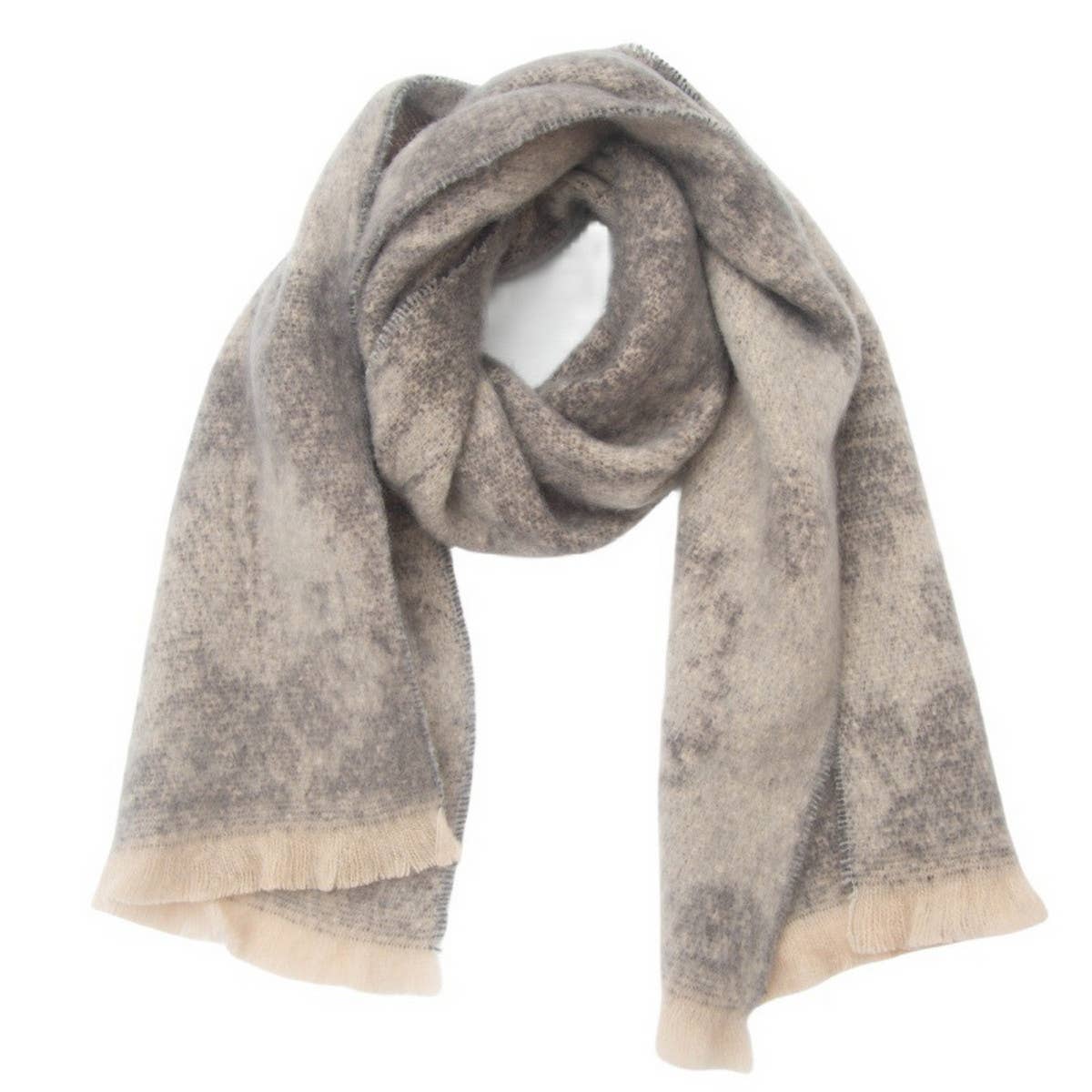 Floral Jacquard Scarf ? Winter Short Fringe Wrap