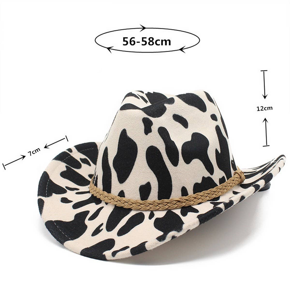 THICKENED FABRIC COW PATTERN WESTERN COWBOY HAT_CWAH2555