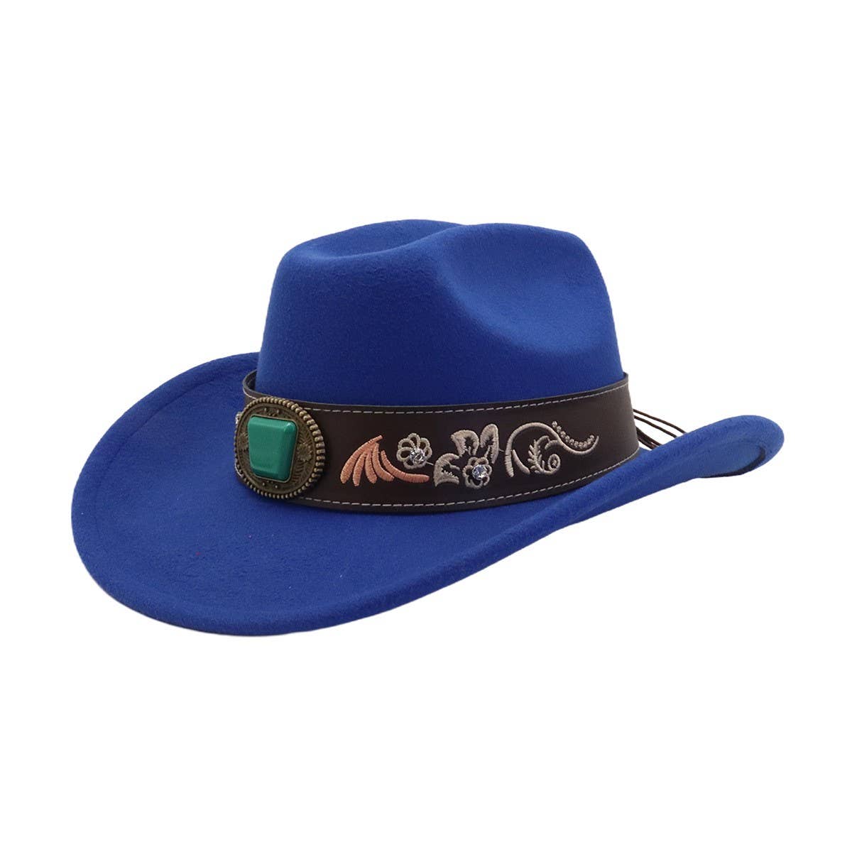 Western Ethnic Wool Felt Fedora Cowboy Hat_CWAH04487