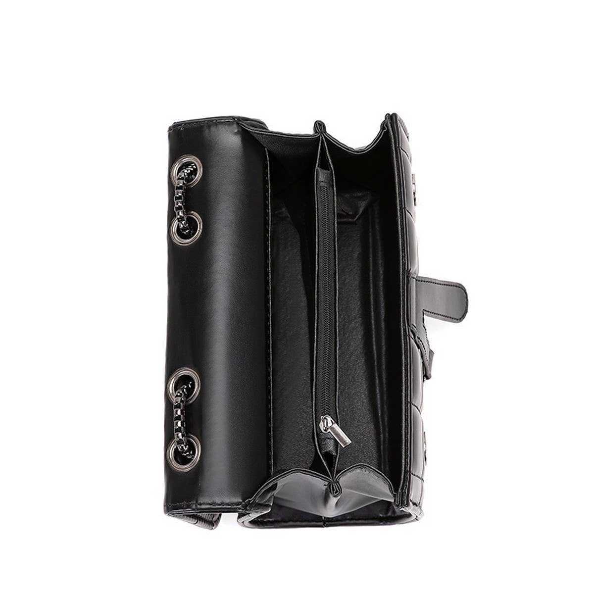 BLACK CLUTCH CHAIN CROSSBODY SHOULDER BAG_CUAB0181