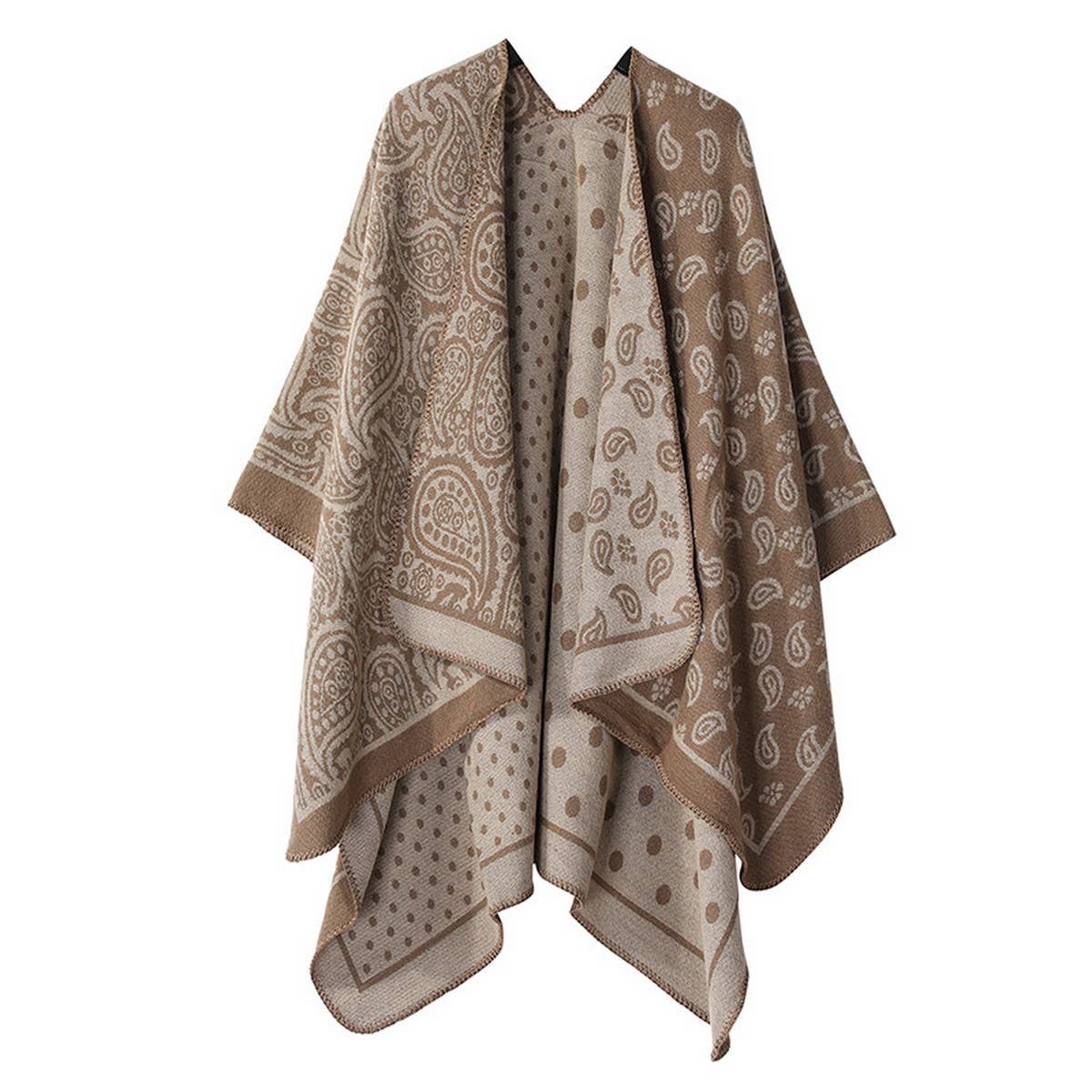 DOUBLE-SIDED SLIT SHAWL COLORBLOCK SCARF CAPE