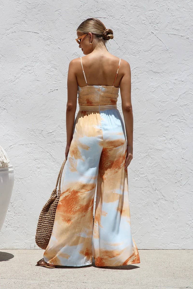 CWDHL1012_SUMMER NEW SUSPENDER WIDE-LEG JUMPSUIT