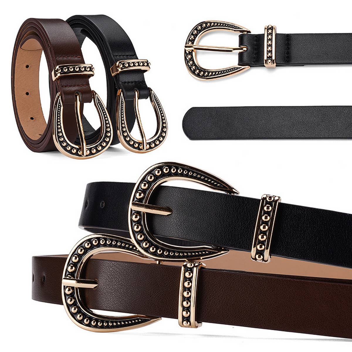WOMEN SIMPLE SOLID COLOR PIN BUCKLE BELT_CWABE0358
