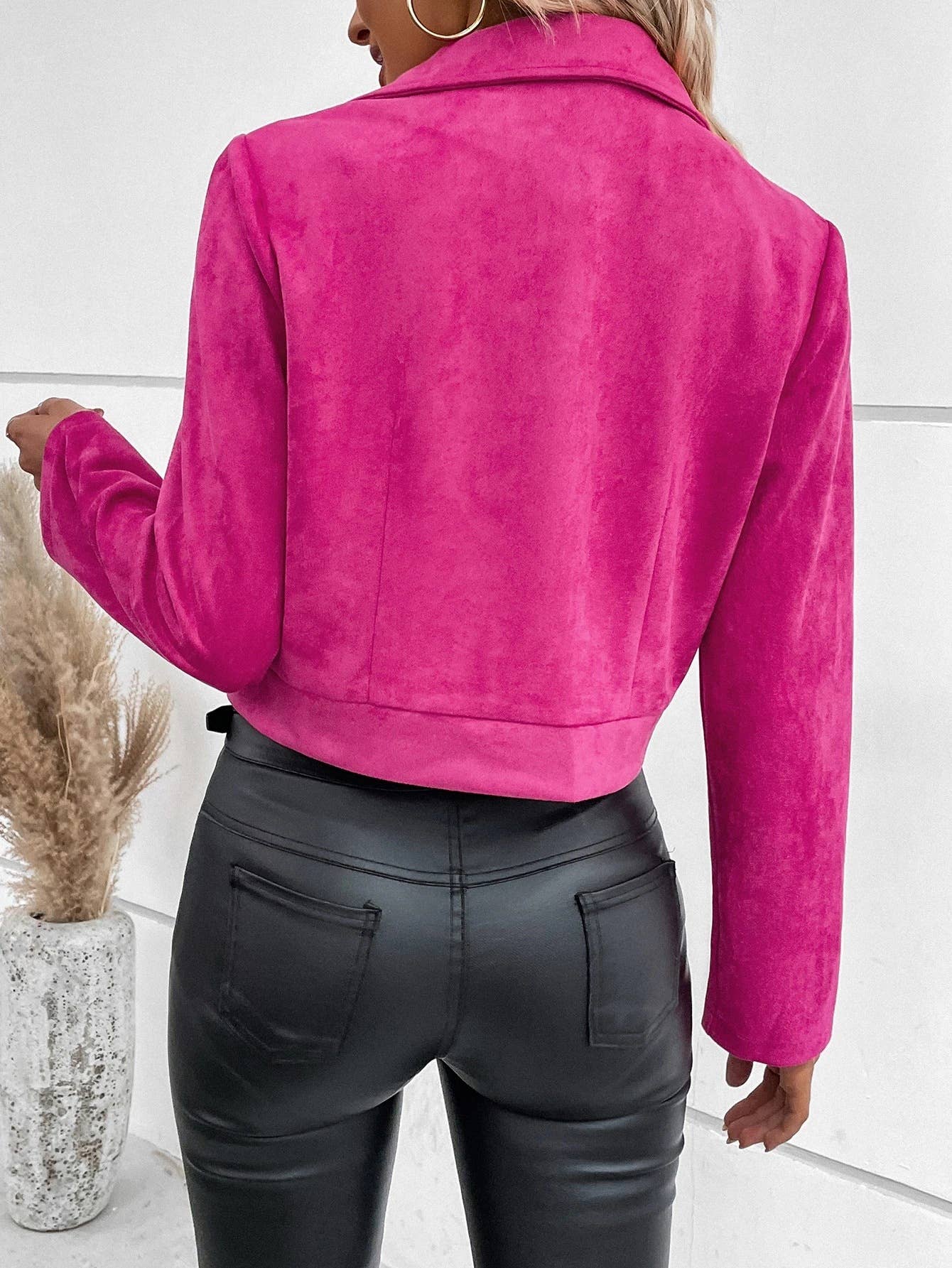 Suede zipper fashionable short jacket