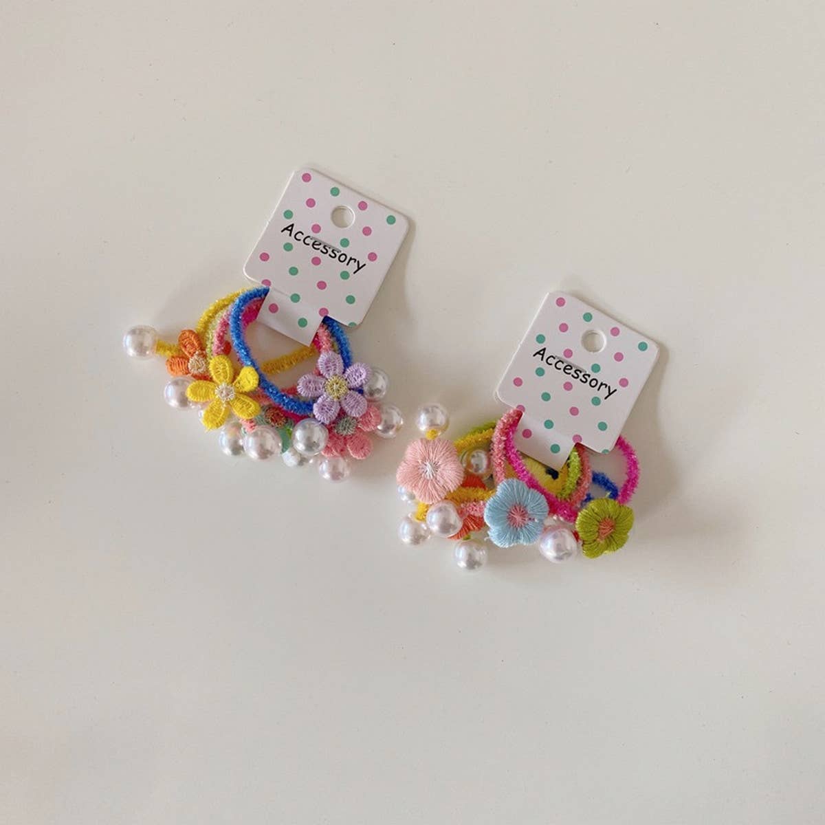 CHILDREN'S CUTE PEARL FLOWER HAIR TIES PACK OF 5_CWAHA1812