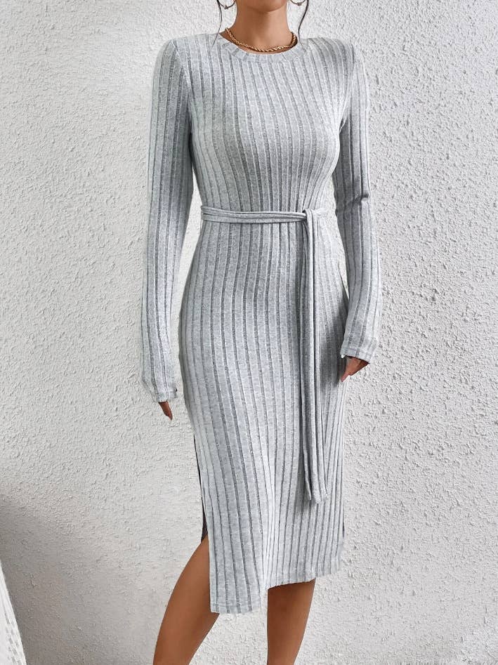 ROUND NECK SLIT UNDER THE WAIST PIT DRESS