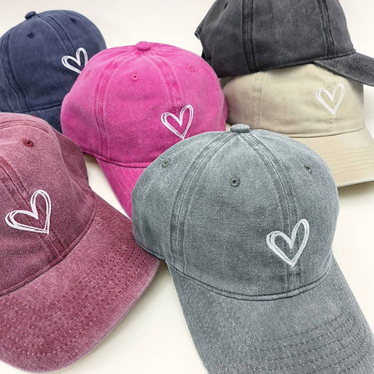 Spring Summer Wash Heart Baseball Cap, Sun Hat CWAH0012