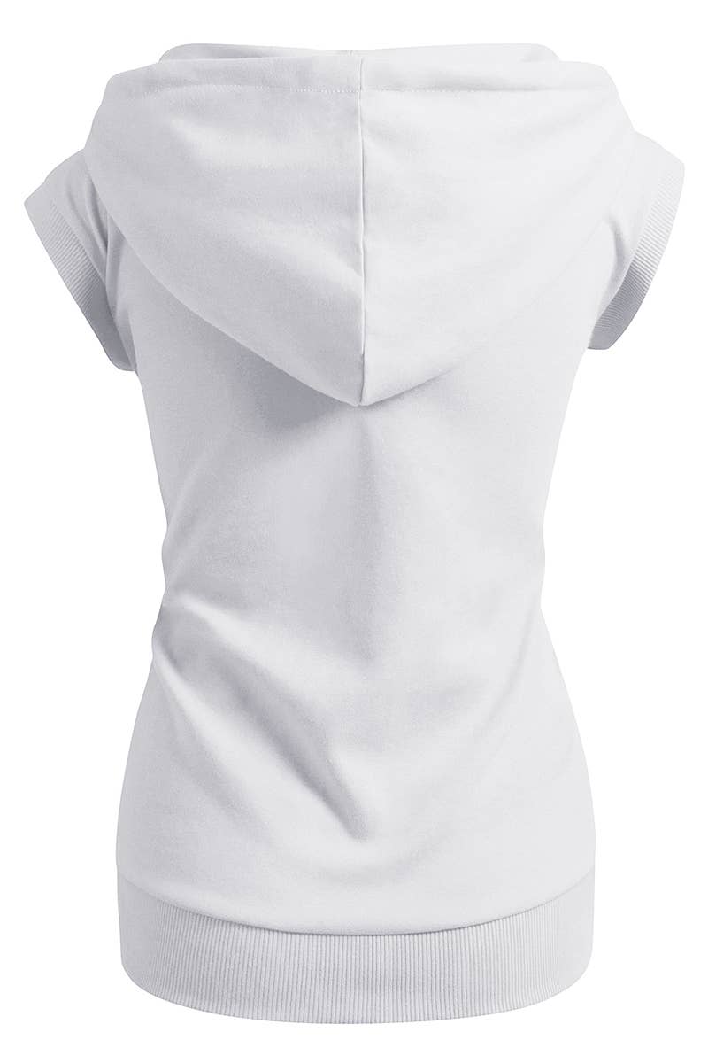 KWOHOSL003_Sleeveless Hoodies Basic Hoodie Zip Up