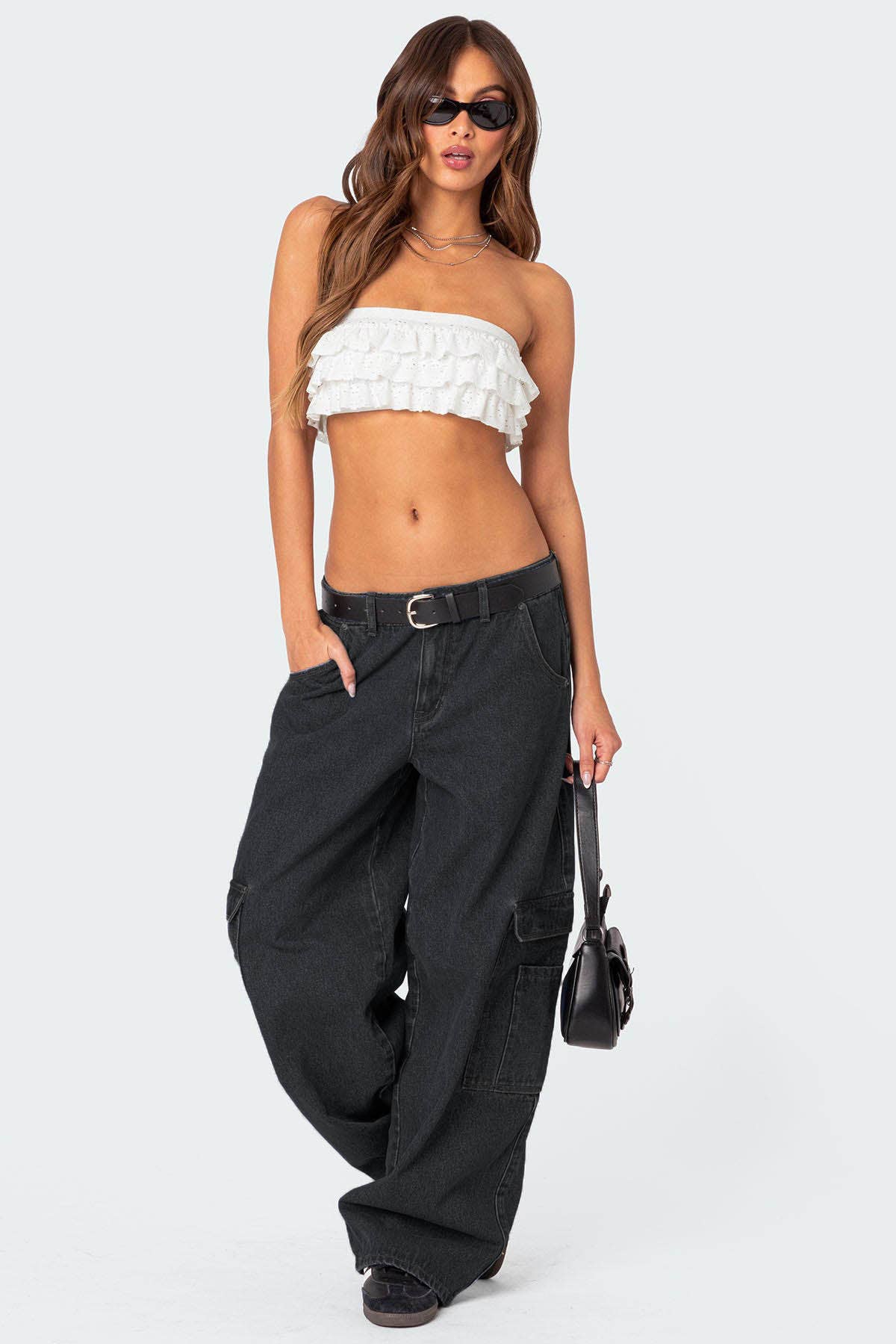 More than pocket loose tooling wide-legged jeans