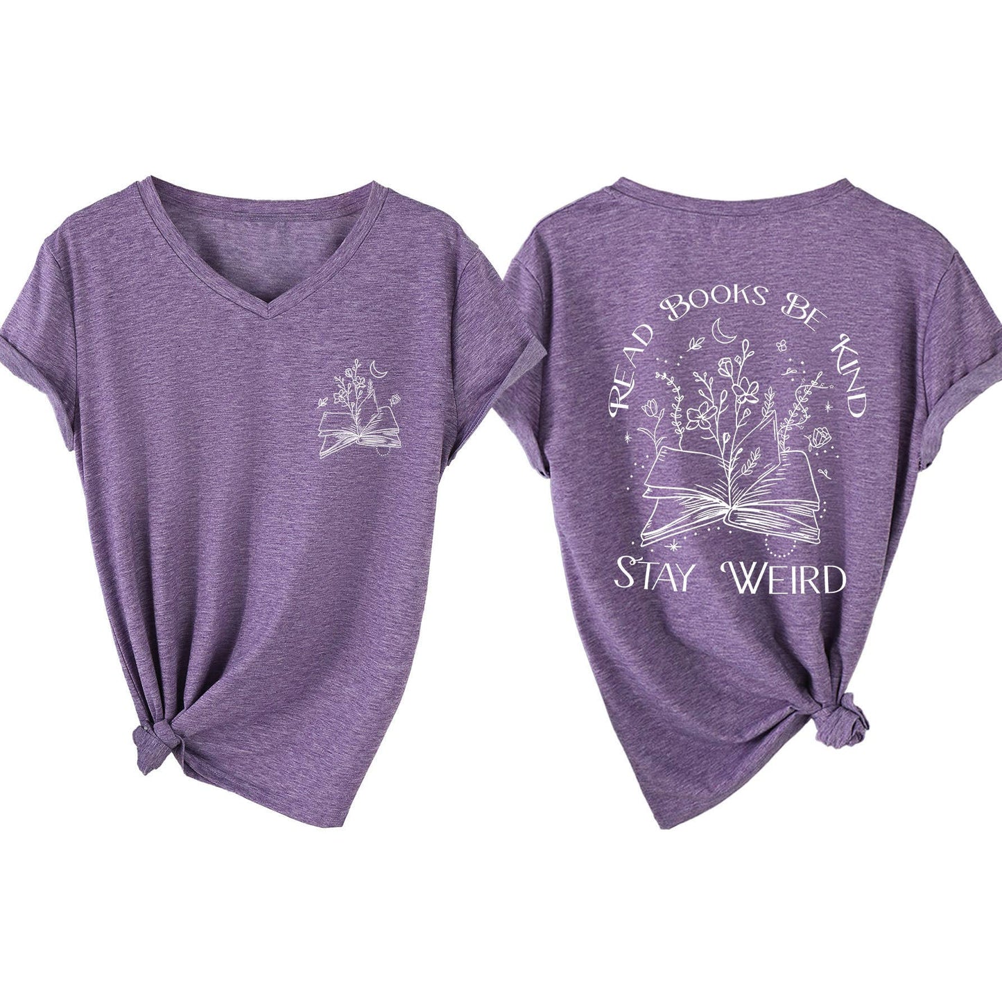 V-neck short-sleeved double-sided printed Top