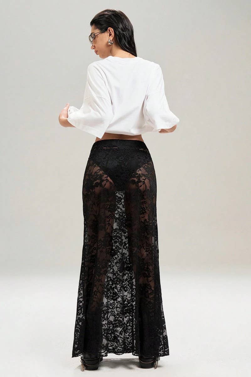 CWBLS0544_STREET STYLE SOLID HIGH WAIST LACE SKIRT