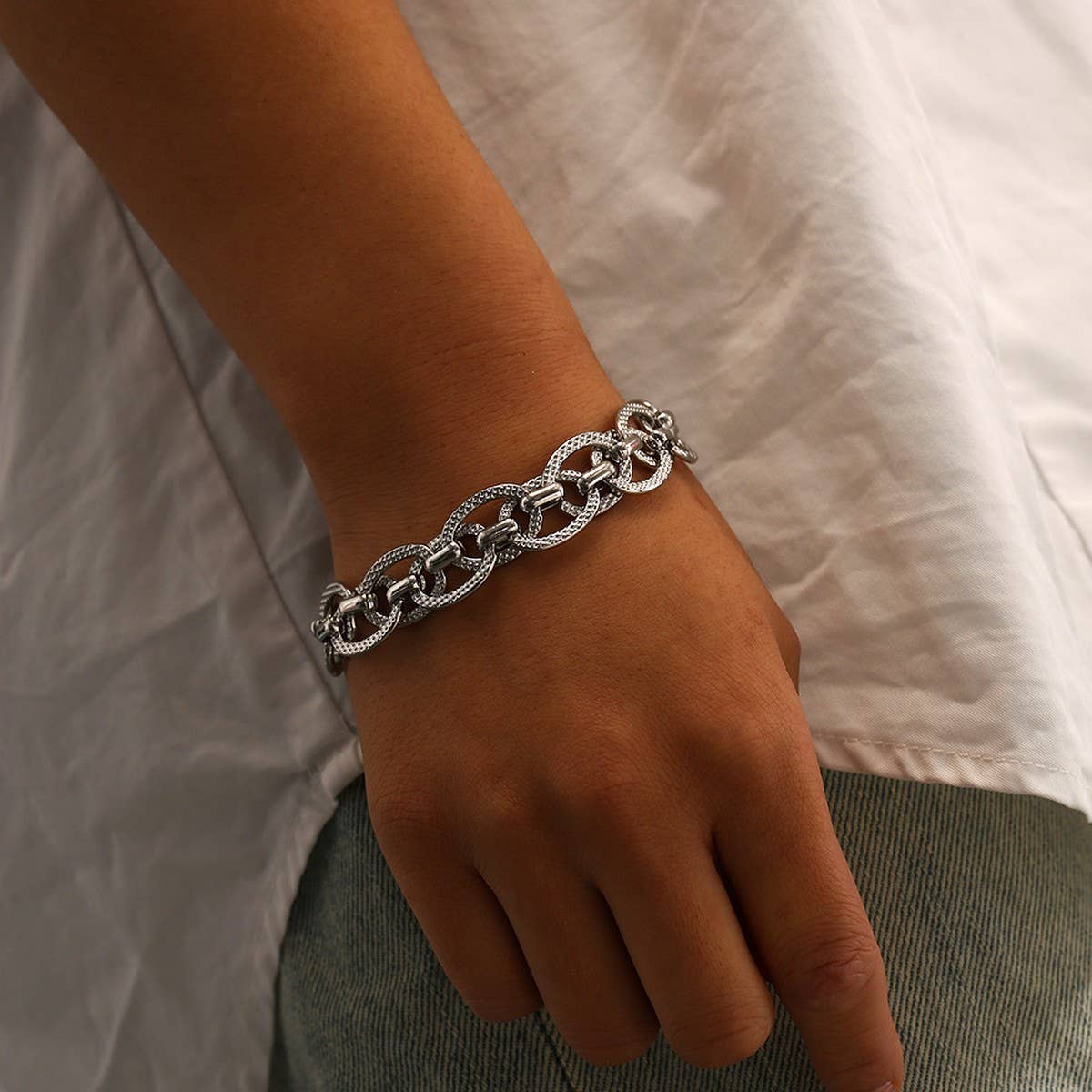 Hip Hop Stainless Steel Twist Rope Chain Bracelet