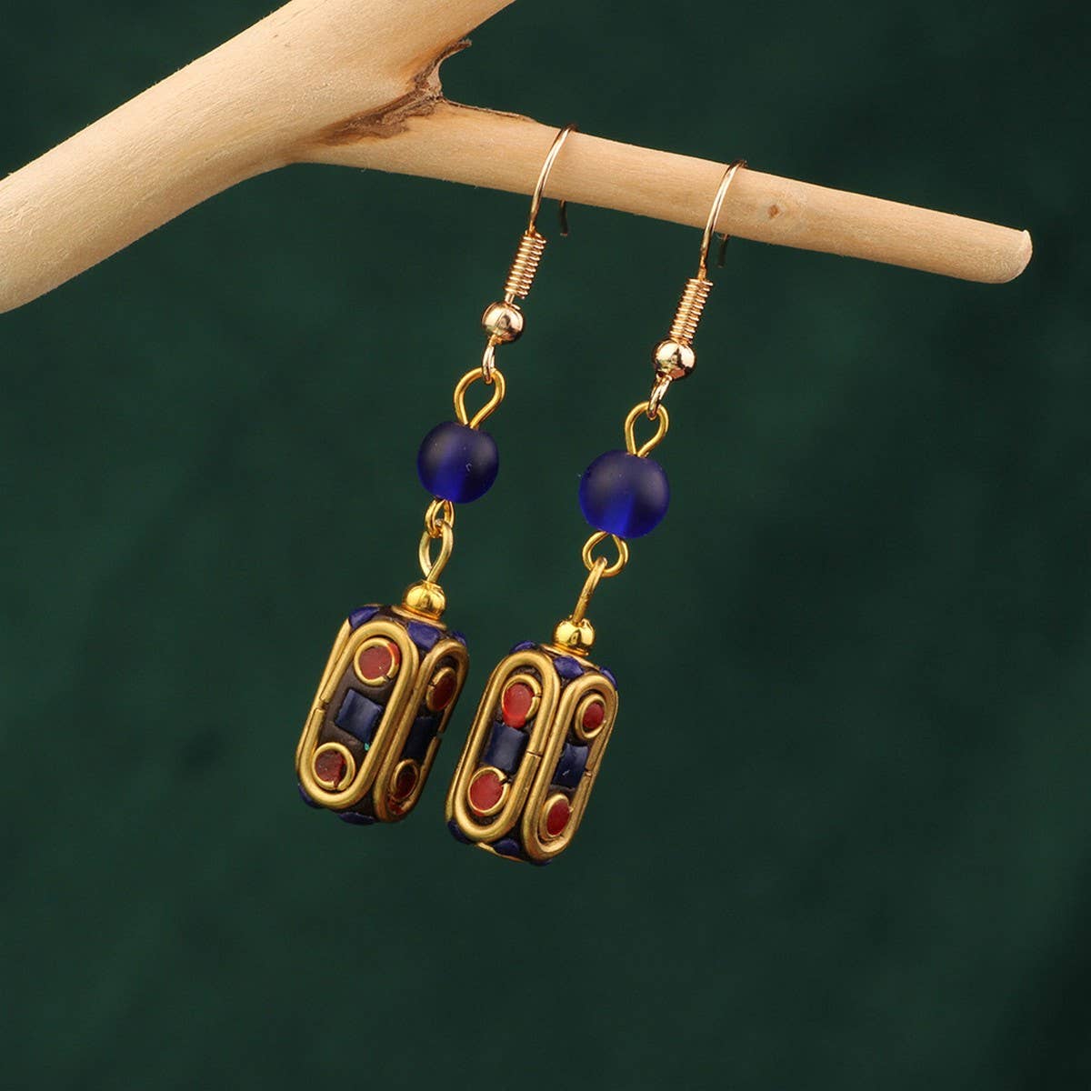 NEW NEPALESE INLAID ETHNIC GEOMETRIC EARRINGS