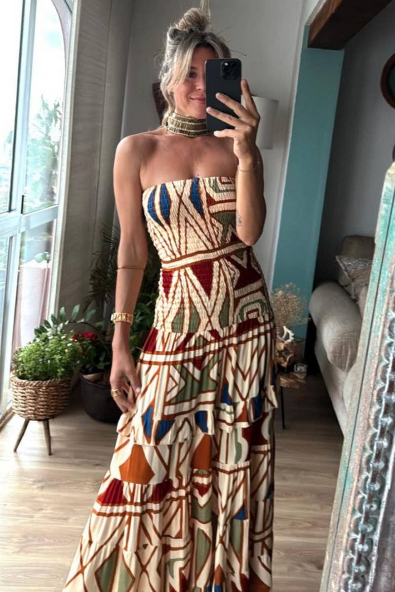 CWDMD5538_SUMMER RETRO BOHEMIAN PRINTED SLING DRESS