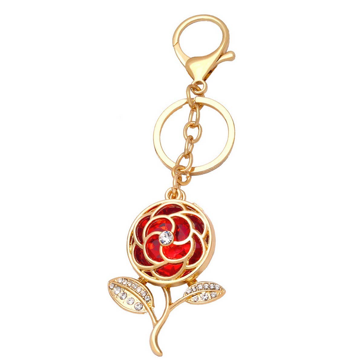 ROSE KEYCHAIN SPARKLING FLOWER KEYRING