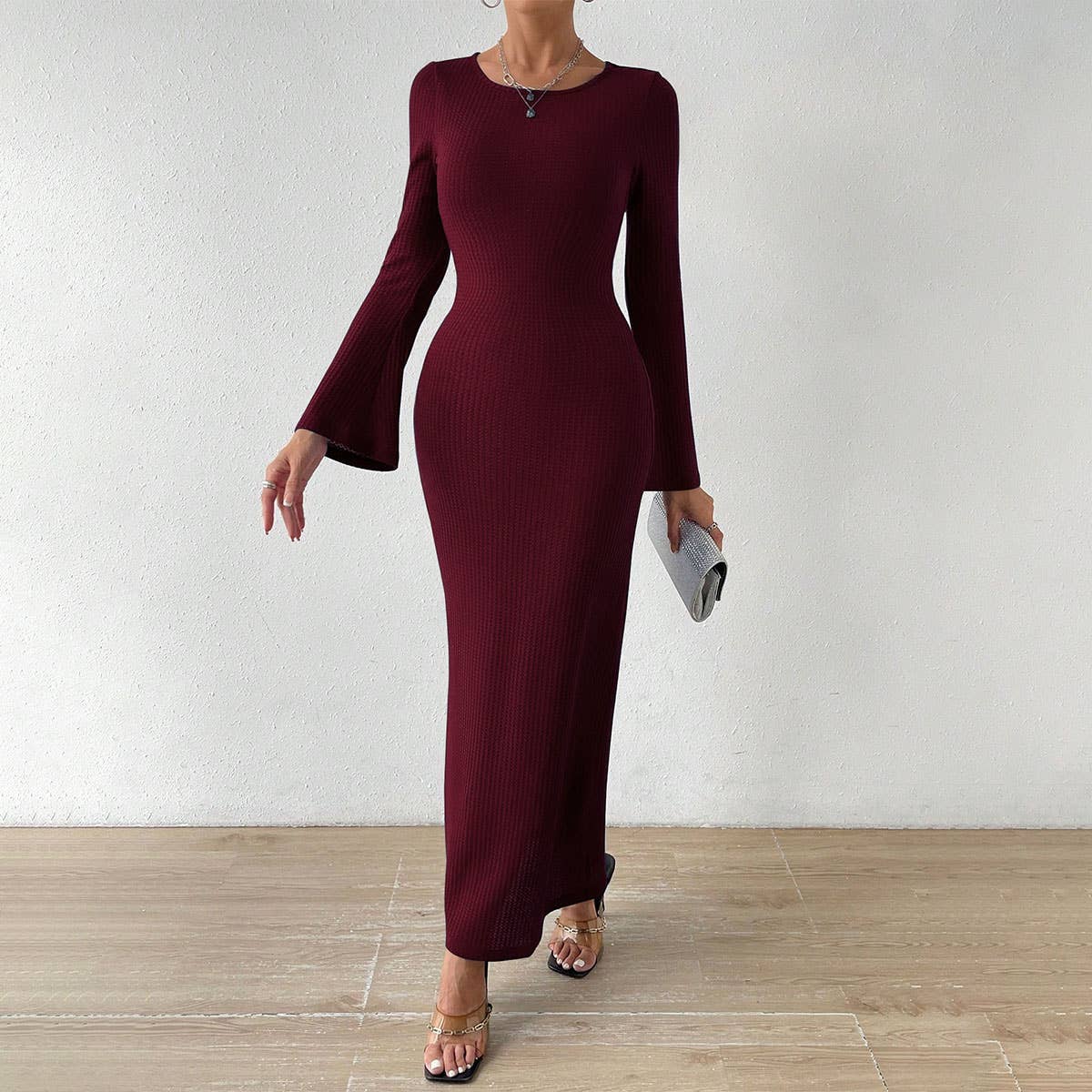 SLIMMING WAIST WRAP HIP FISHTAIL BACKLESS DRESS