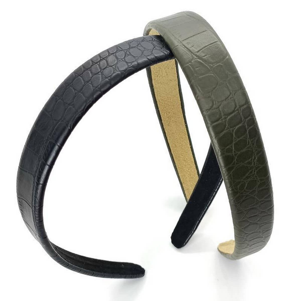 Elegant Croc Pattern Faux Leather Headband