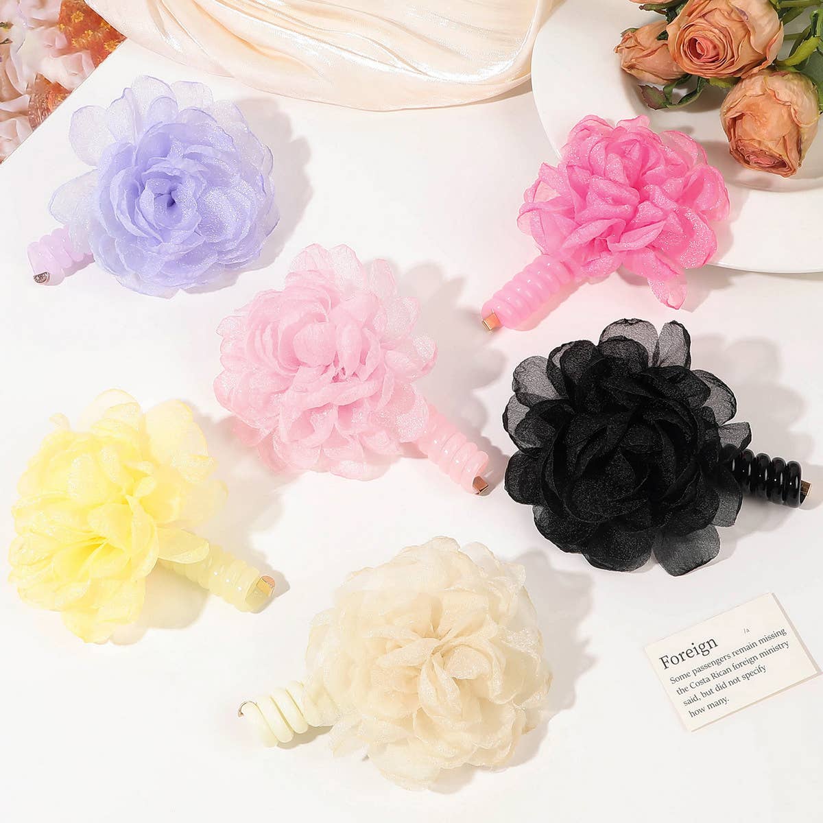 GAUZE FLOWER TELEPHONE CORD HAIR RING HAIR TIE_CWAHA1656