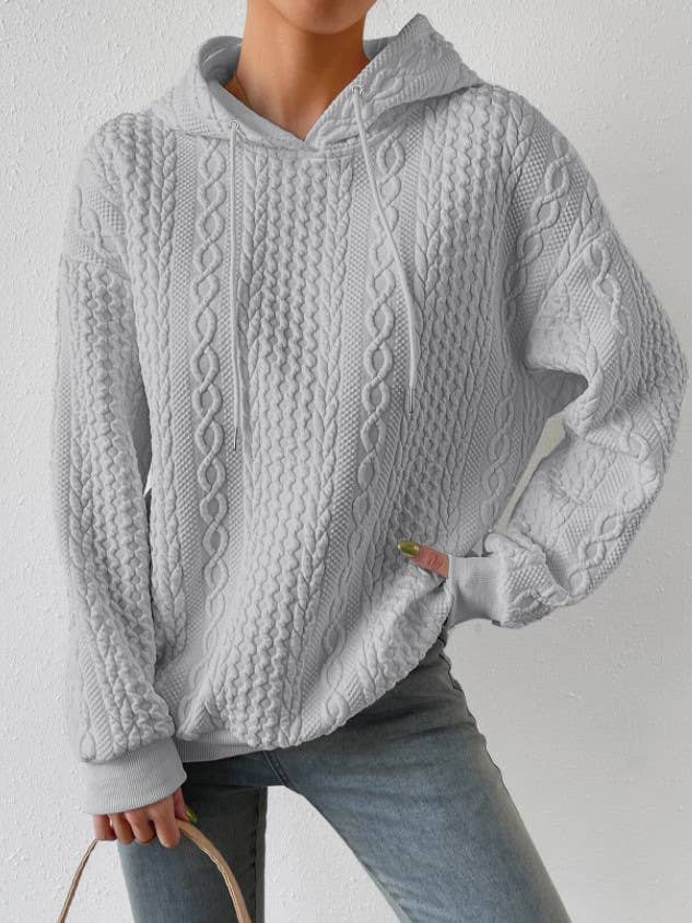 Jacquard laced long-sleeved hooded sweatshirt