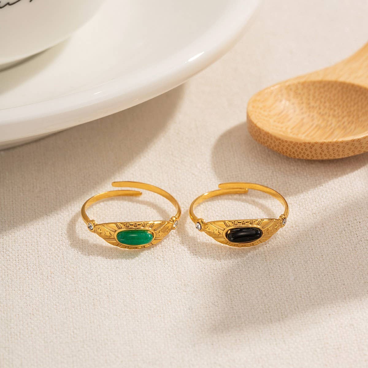 INLAID NATURAL STONE RINGS