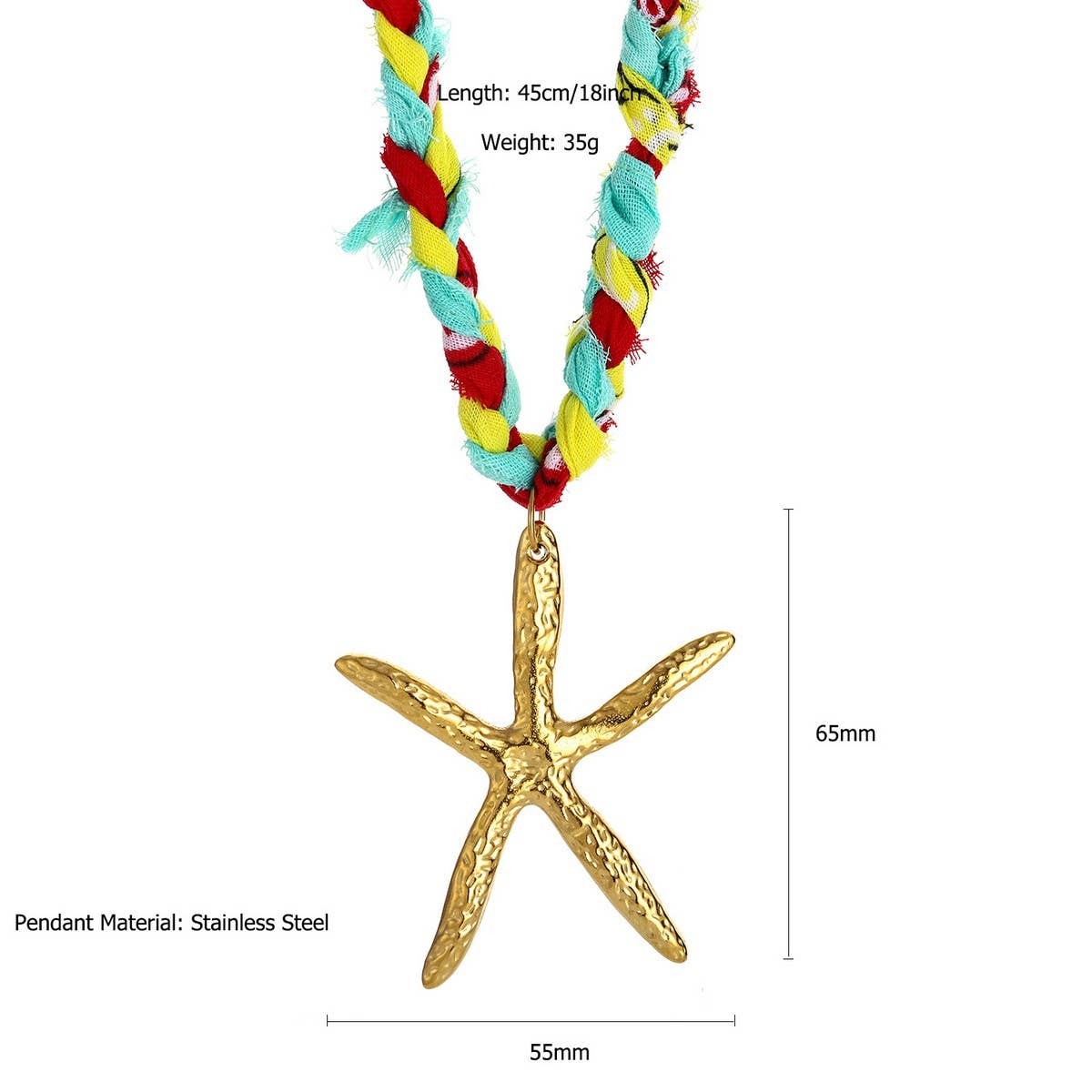 Handmade Ocean Scarf Necklace with Star & Dolphin