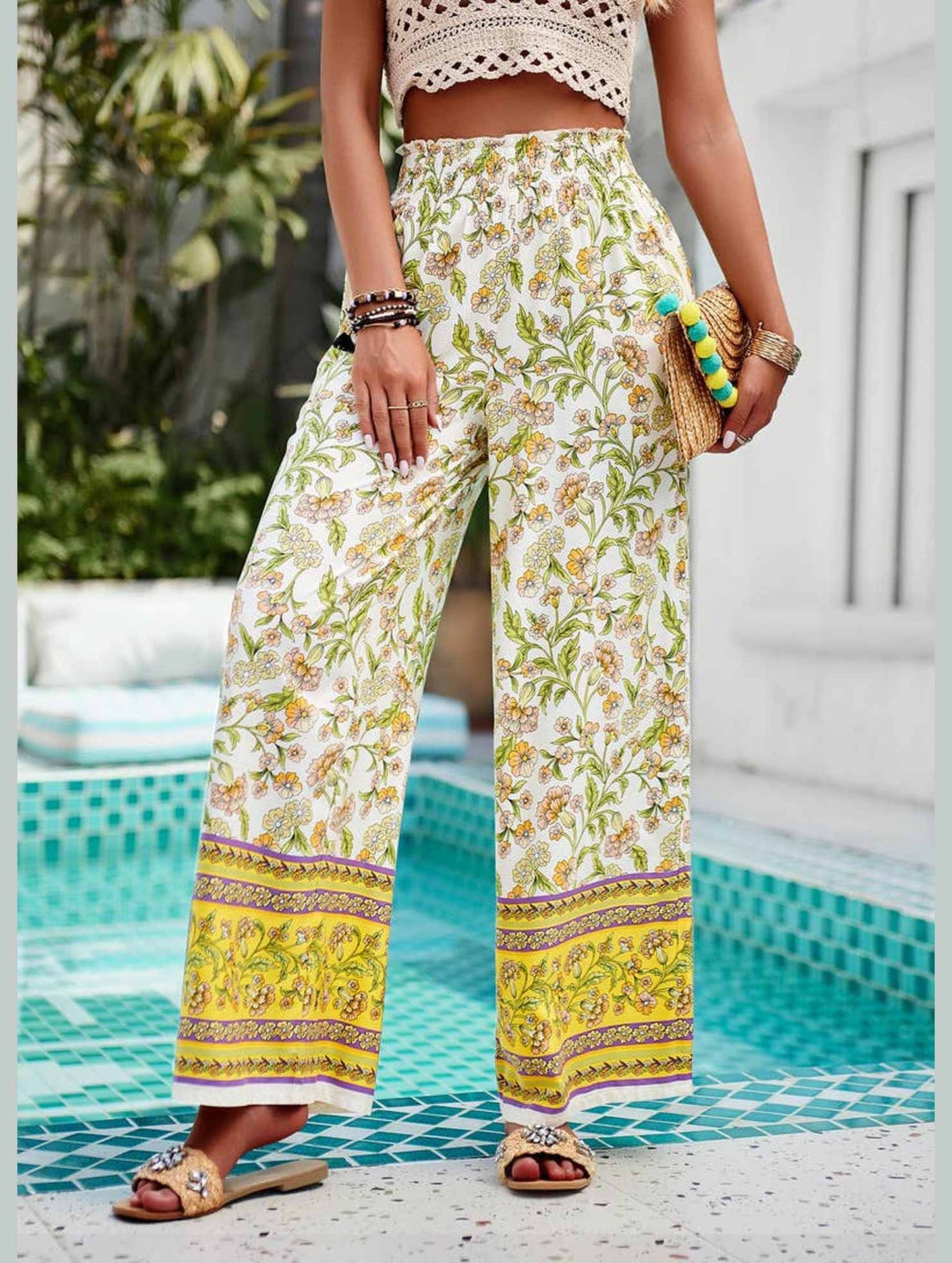 CASUAL PRINT SPANDEX WIDE-LEG PANTS_CWBLP0707