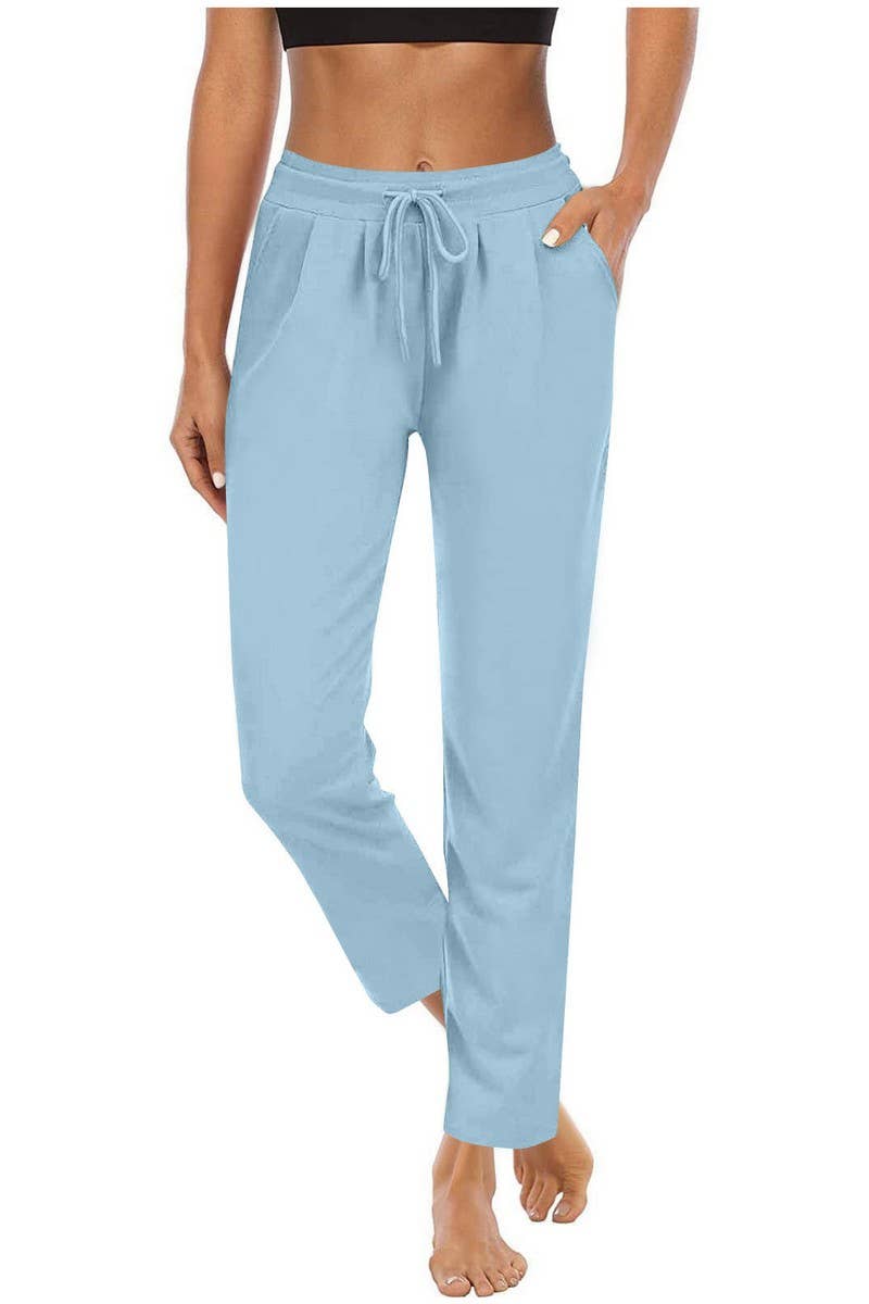 CWBLP2085_HIGH WAIST DRAWSTRING SLIM FIT CASUAL PANTS