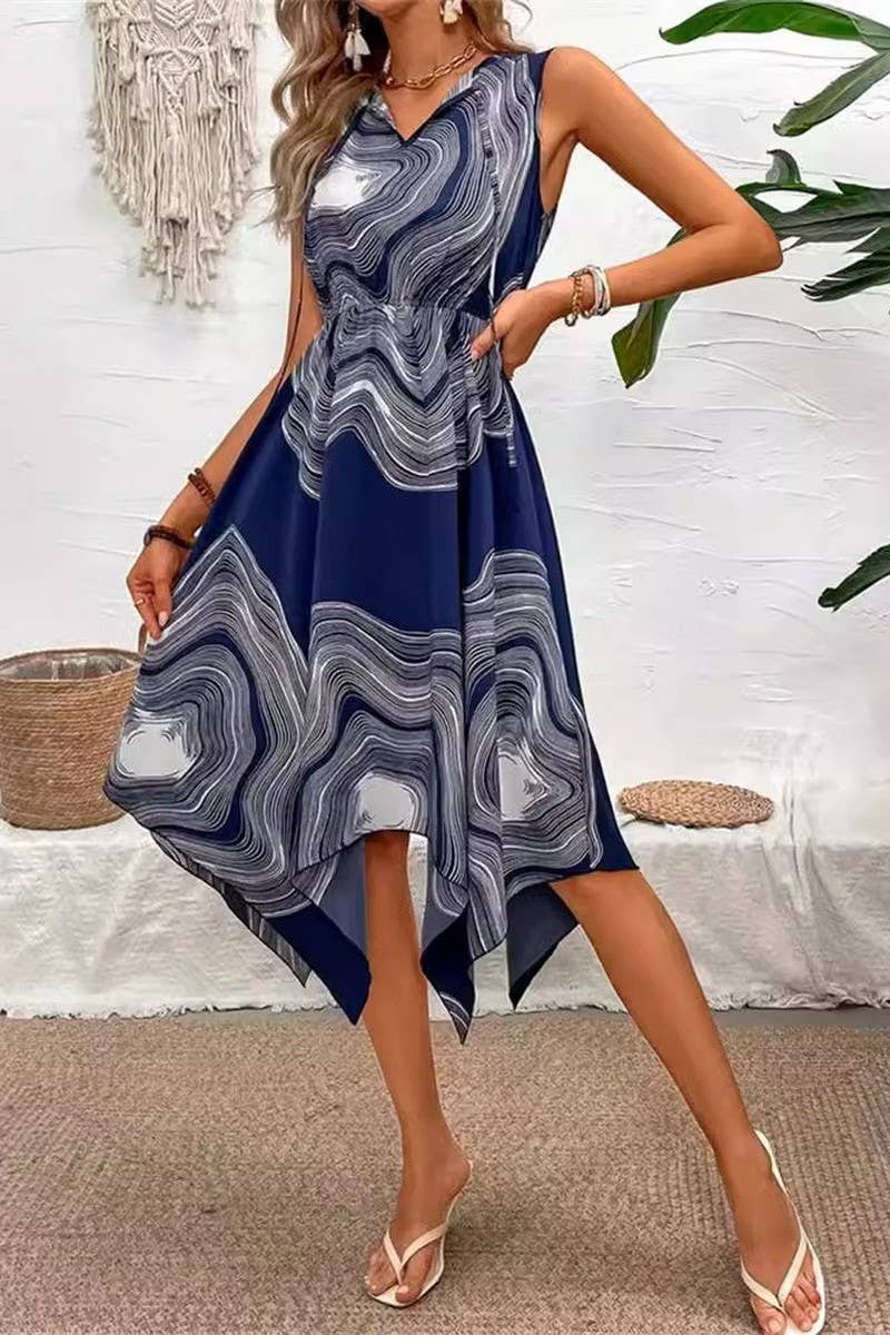 CWDMD5081_SUMMER IRREGULAR SOLID COLOR SLIT WAIST SHIRT DRES