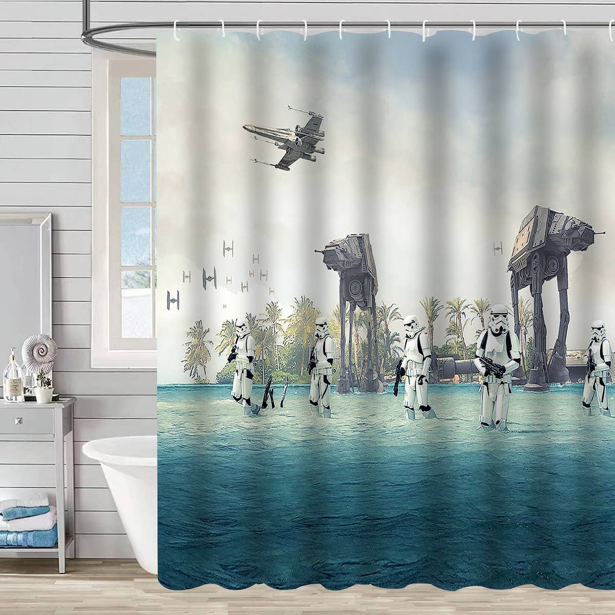WATERFALL LANDSCAPE PRINT SHOWER CURTAIN