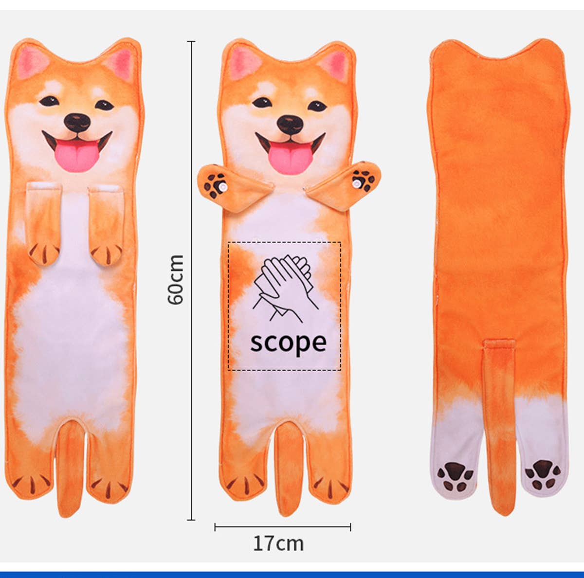 CWMM8329_HANGABLE THICK DOG PRINT KITCHEN HAND TOWEL