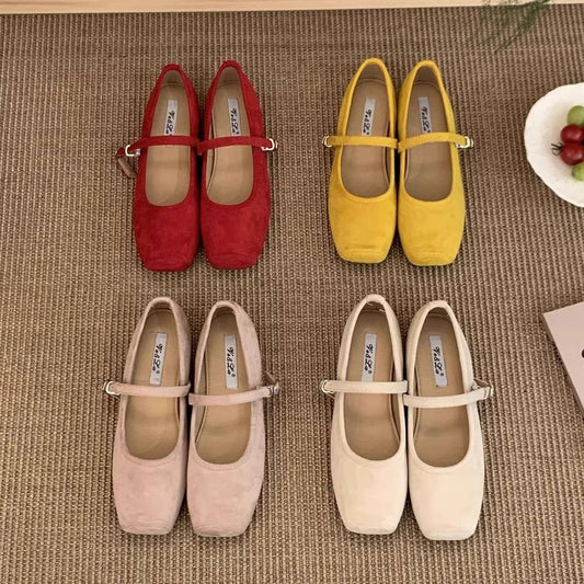 Hidden Wedge Square Toe Flat Loafers for Women