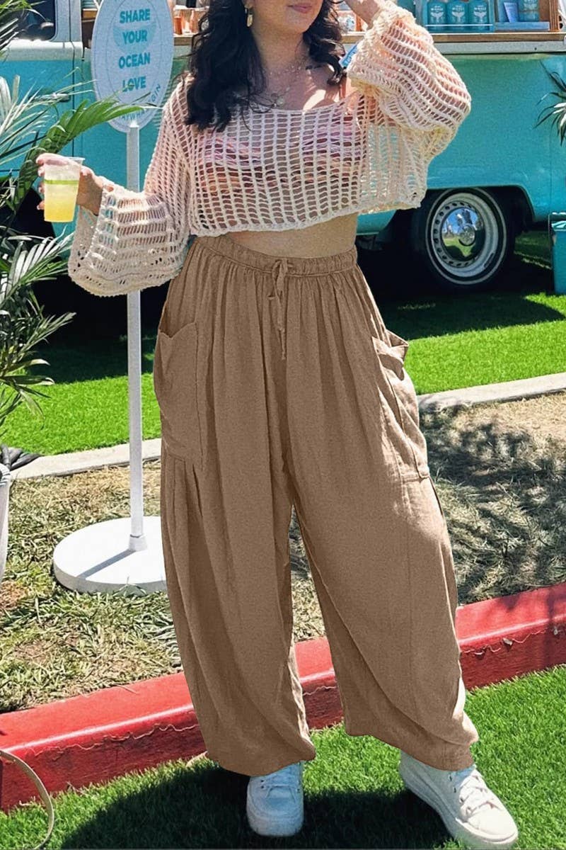 CWBLP0709_LOOSE CASUAL COTTON AND LINEN TROUSERS