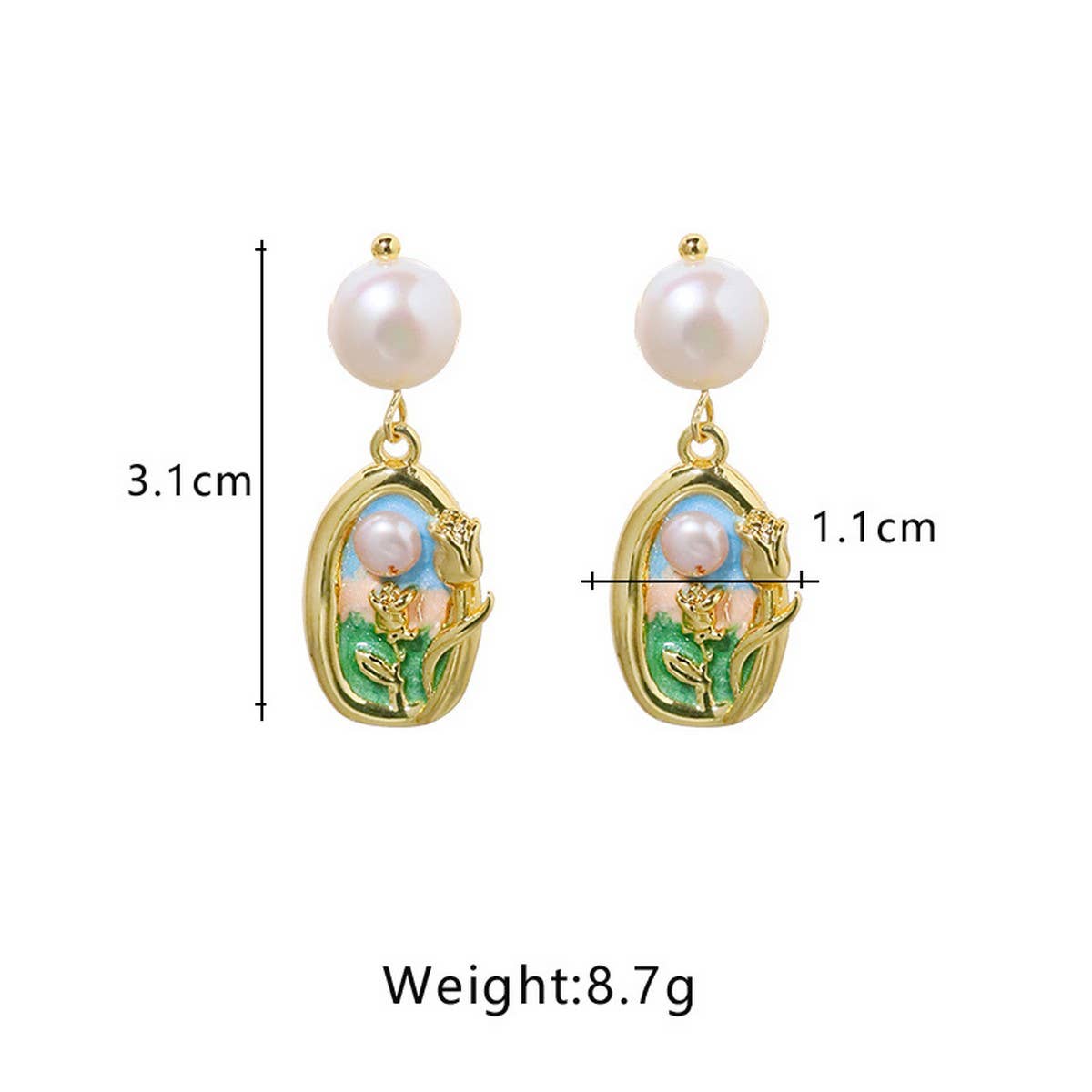NEW HIGH-END RETRO LITERARY SUNSET PEARL EARRINGS