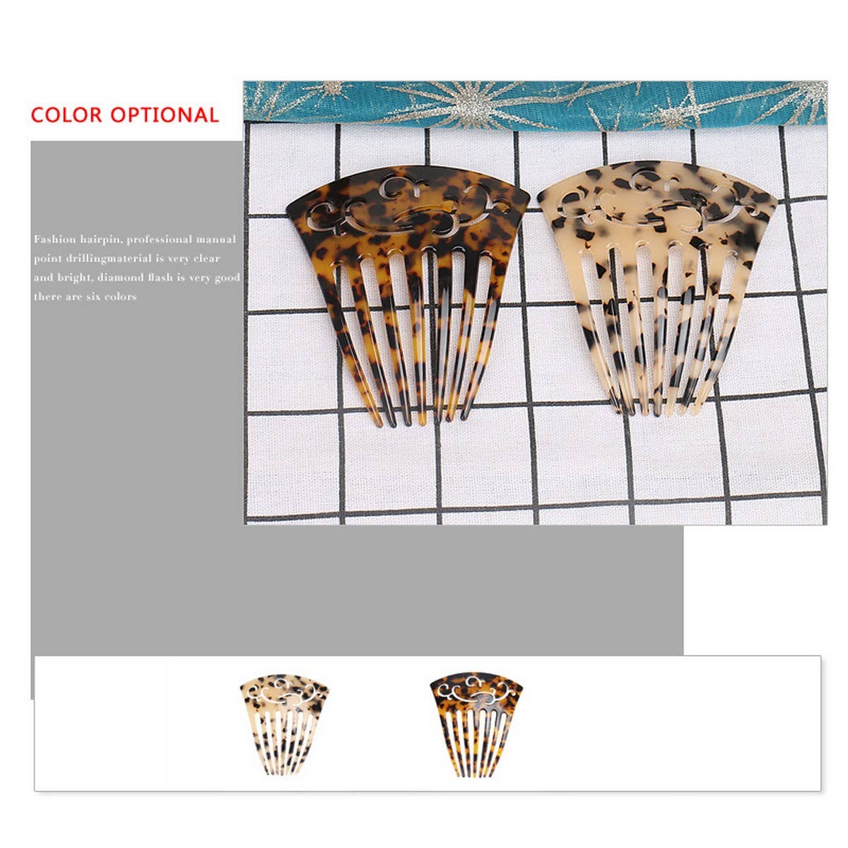 SEVEN-TOOTH ACETATE COMB HAIR ACCESSORIES