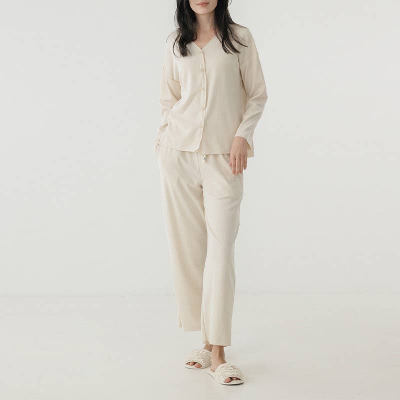 Single-breasted top wide-leg pants pajama set