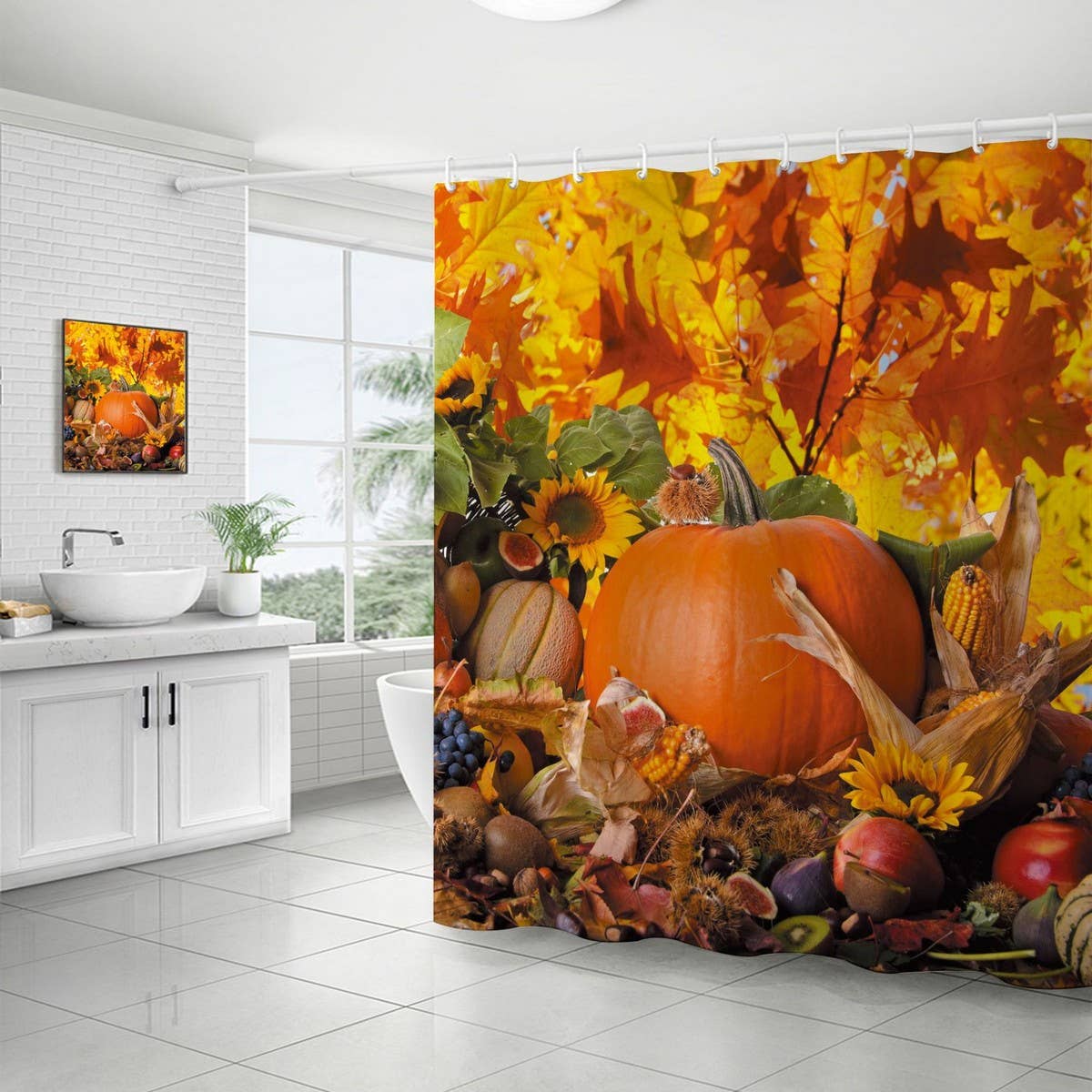 HARVEST PUMPKIN SERIES SHOWER CURTAIN